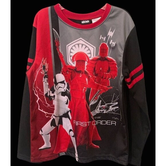 Star Wars Boys Pajama Shirt Top Size 10/12 First Order Darth Vader Red Black - Picture 3 of 10